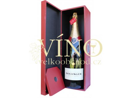 Bollinger Champagne Special Cuvee Brut Balthazar 12 l francouzské šampaňské v luxusní červené dřevěné hrabici