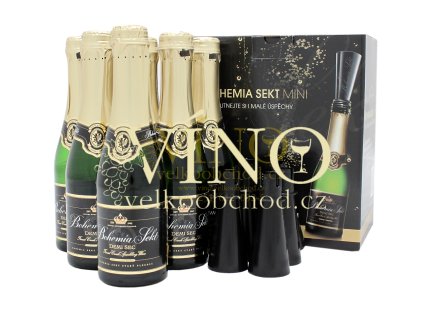 Akce ihned Bohemia Sekt Demi Sec 6x0,2 l v dárkovém balení s kornety