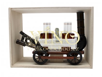 Parní vozík s cisternou se slivovicí 0,35 l 40% + 2 skleničky