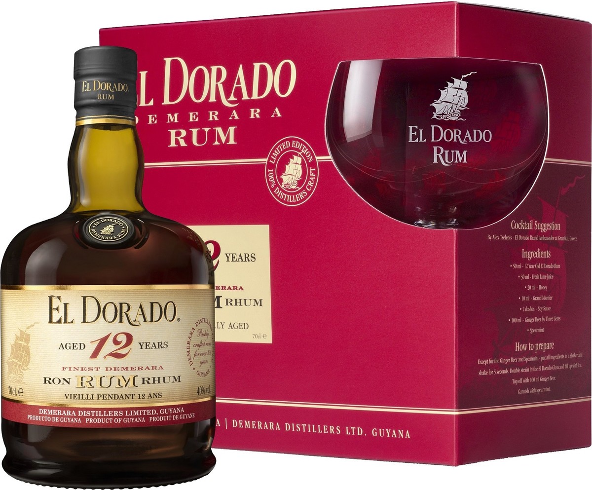 EL DORADO RUM 12 Y.O (0,7l) v dárkové krabičce se sklenicí