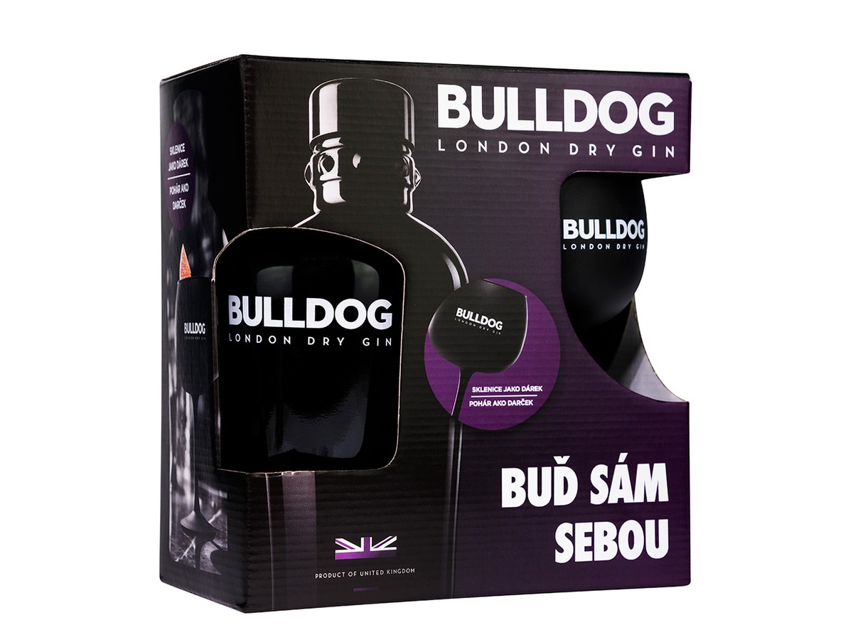 Bulldog Gin (0,7l) se sklenicí v dárkové krabičce