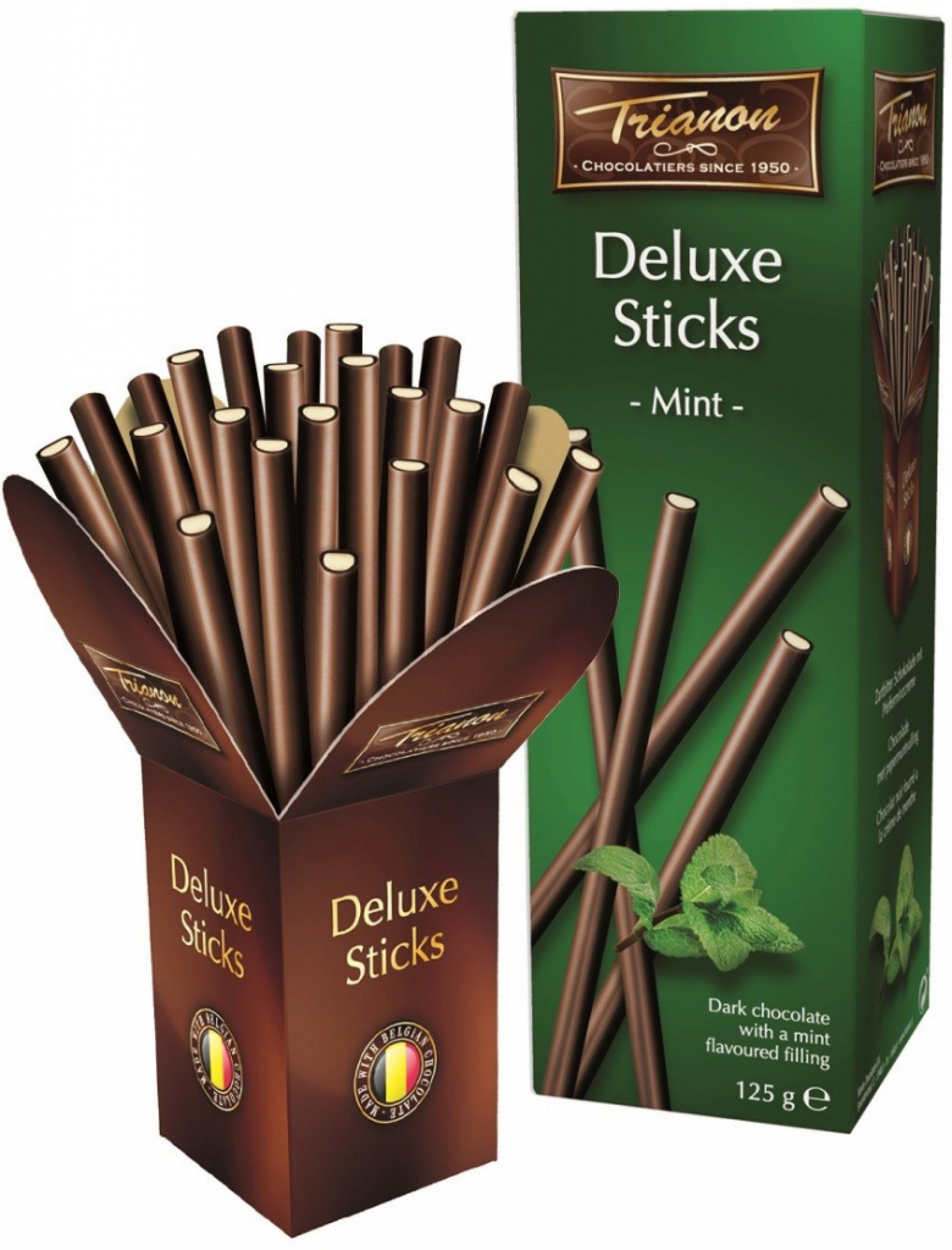 Trianon Tyčinky deluxe z hořké čokolády s mátovou náplní 125 g