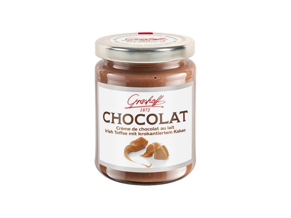 Grashoff Mléčný čokoládový krém s kakaovými křupinkami a vůní karamelu, sklo, 250g