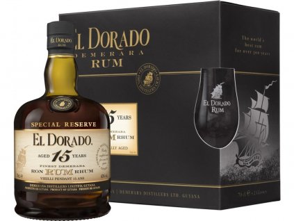 El Dorado 15y 43%, 0,7l v dárkové krabičce se skleničkami