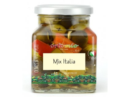 Ortomio marinované olivy "Mix Italia", 314ml