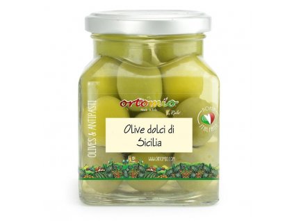 Ortomio Sicilské olivy s peckou "Verdolina", 314ml