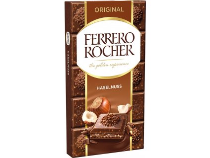 Ferrero Rocher mléčná čokoláda s lískovými oříšky, 90g