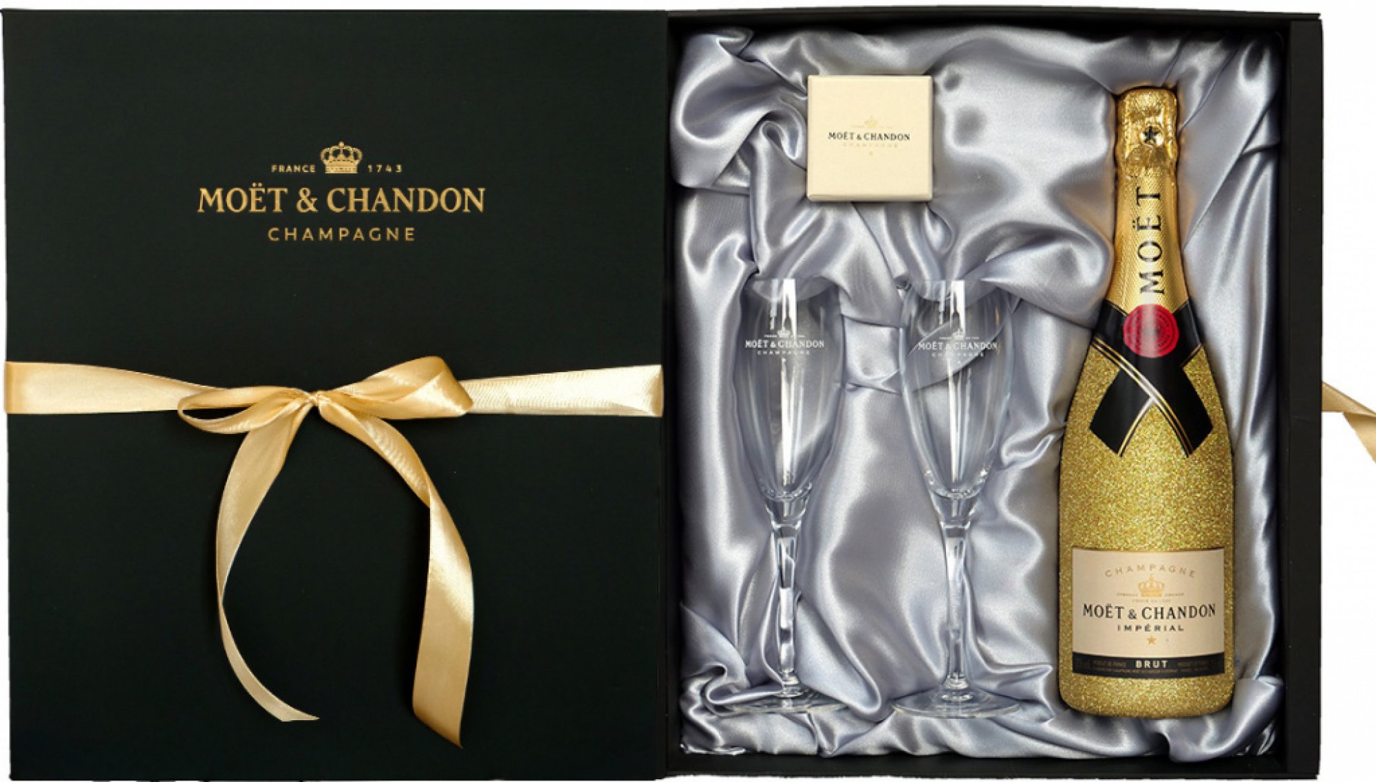 Moët & Chandon Imperial Brut 12%, 0,75l zlatý glitter v dárkovém setu