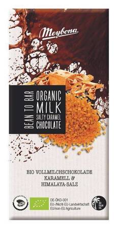 Meybona Bio mléčná čokoláda se slaným karamelem a himálajskou solí 100g