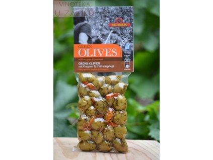Olivy zelené s chilli a oreganem - Ilida s.a. - řecké olivy
