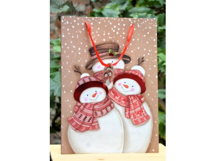 Papírová taška velká 30x12x36cm,Sněhulák