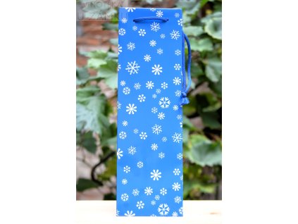 Taška na 1 lahev modrá s vločkami