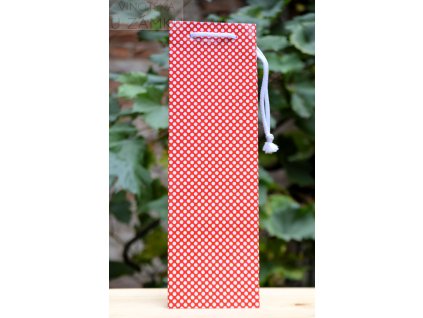 Taška na 1 lahev červená s puntíky