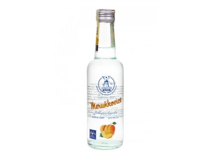 Přední pohled na láhev Meruňkovice, 250 ml, 50 % - Palírna Kuželov