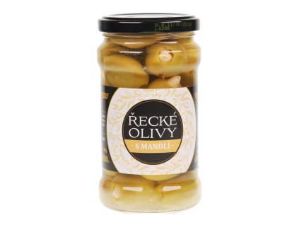 Řecké olivy zelené s mandlí, 290 / 140g - MEDBEST S.A. Řecko