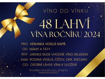 Dárkový poukaz na 12 lahví vína ročníku 2024 dítěti do archivu
