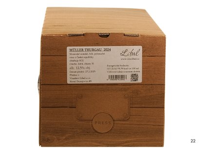 Müller Thurgau, zemské, polosuché víno, 5 l Bag in box, 2024 – Líbal