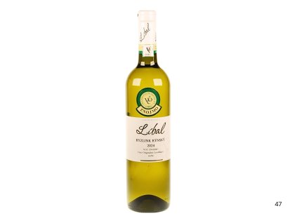 Pohled přední na láhev Ryzlink rýnský, VOC, suché víno, 2024 – Líbal