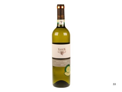 Pohled přední na láhev Ryzlink rýnský, VOC, suché víno, 2024 – Vaněk