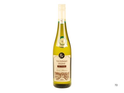 Pohled přední na láhev Veltlínské zelené, VOC, suché víno, 2024 – Vinice Hnanice