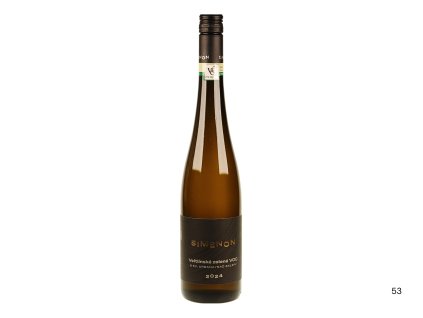 Pohled přední na láhev Veltlínské zelené, VOC, suché víno, 2024 – Simenon