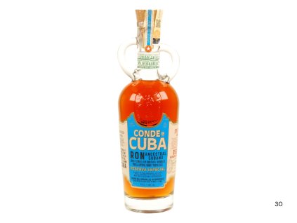 Přední pohled na láhev Conde de Cuba Reserva Especial – Ronera Amancio Rodriguez