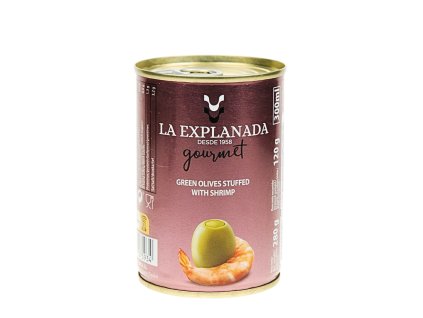 Olivy zelené s krevetou ve slaném nálevu bez pecky 120g