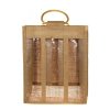 Jutová taška s okénkem a dřevěnými uchy na 3 láhve