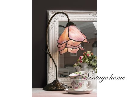 Stolní lampa Tiffany Pink Flower - Ø 31*48 cm 1x E14 / Max 40W