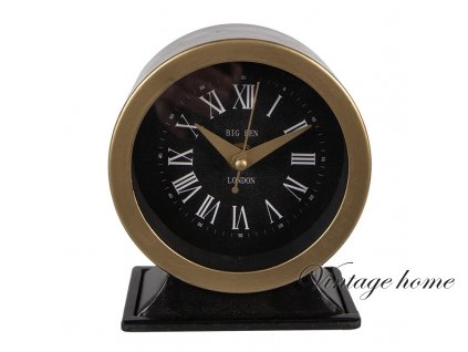 6kl0785 table clock 14 cm black iron glass