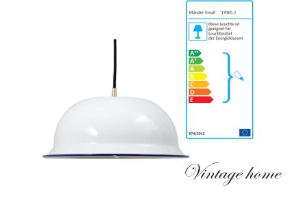 Muender Email Lampe Wei Blau 36 cm .962384a