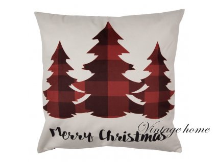 tx24 cushion cover 45x45 cm red beige polyester christmas trees pillow cover