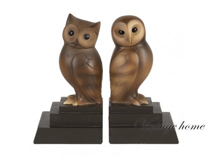 6pr4625 bookends set of 2 owl 191018 cm brown polyresin book ends