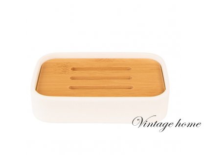 65028 soap dish 13x8x3 cm white brown ceramic rectangle