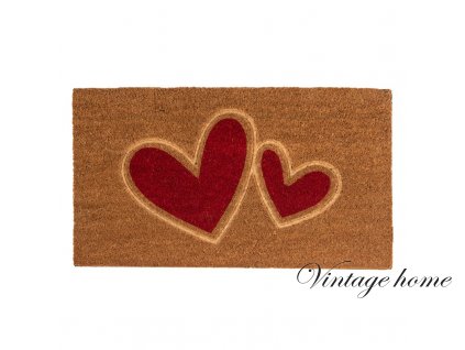 mc244 door mat 75x45 cm brown red coconut fiber pvc hearts rectangle