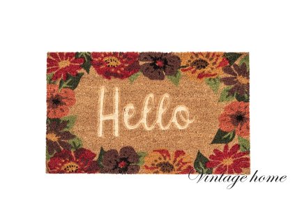 mc247 door mat 75x45 cm brown red coconut fiber pvc flowers rectangle