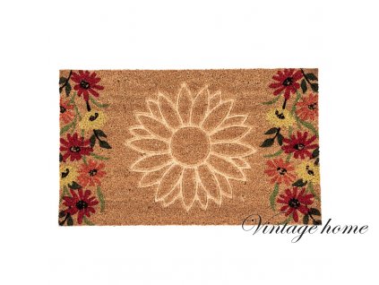 mc246 door mat 75x45 cm brown red coconut fiber pvc flowers rectangle