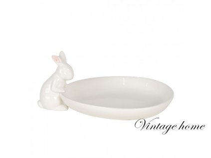6ce1118 decoration bowl 20x13x8 cm white ceramic rabbit oval (1)