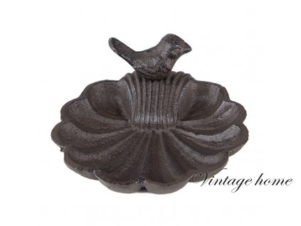 6y5285 bird bath shell o 14x5 cm brown iron