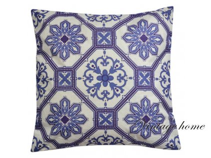 kg023062 throw pillow 43x43 cm blue white synthetic square