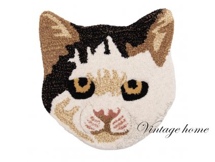 for0023 rug cat 35x35 cm beige brown wool carpet