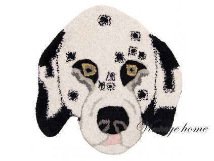 for0022 rug dog 35x35 cm white black wool carpet