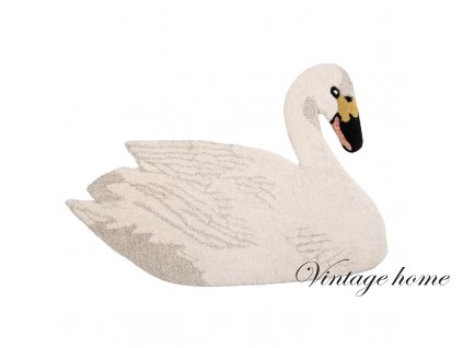 for0006 rug swan 60x90 cm white wool carpet