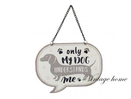 6y3834 text board 17x13 cm white iron dog rectangle