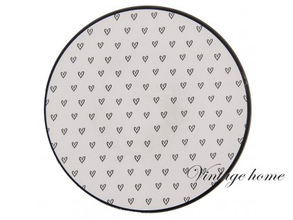 lhs85 charger plate o 33 cm white black melamine hearts