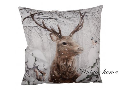 kt021326 cushion cover 45x45 cm brown white polyester deer pillow cover (3)