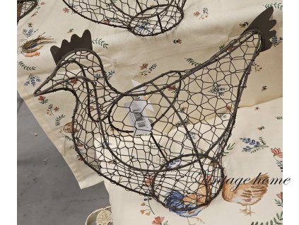 hnedy drateny dekoracni kosik slepicka chicken 301225 cm