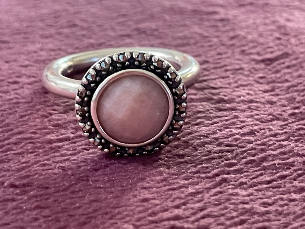 100% original Pandora prsten růžový opal a markazity