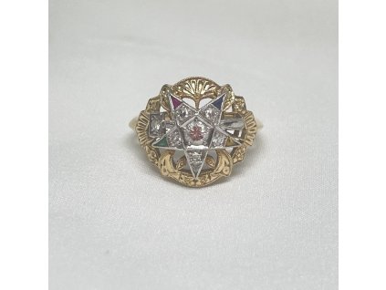 Zlatý prsten diamanty a drahokamy usazené v paladium