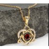 zlaty diamantovy granatovy nahrdelnik s keltskym uzlem a srdcem 235535825